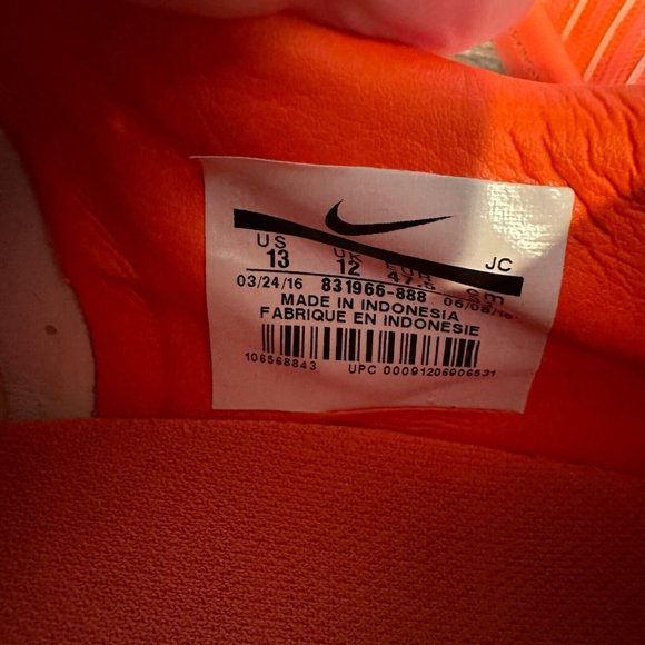 Mens Nike Mercurial Victory VI 6‎ IC Total Orange Soccer Shoes Sneakers Size 13 - Picture 7 of 7
